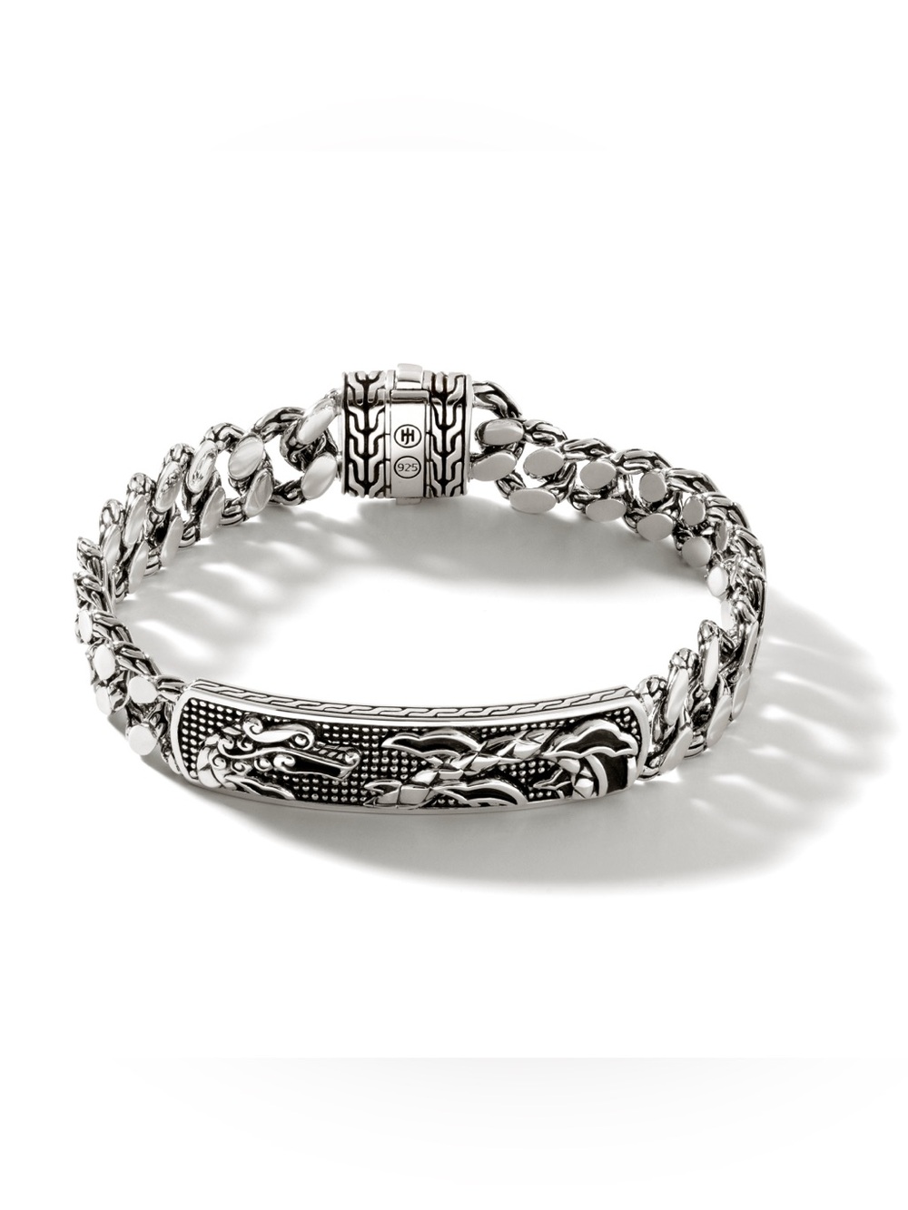 John Hardy Silver Dragon Naga Dragon ID Bracelet with Curb Chain (NEW)